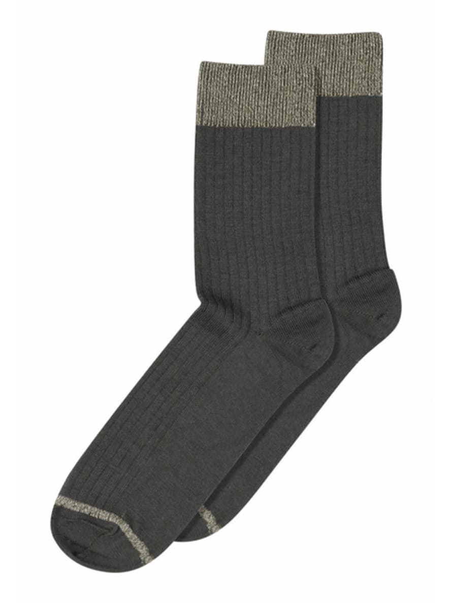 mp Denmark Erina Wool Rib Socks - Dusty Ivy