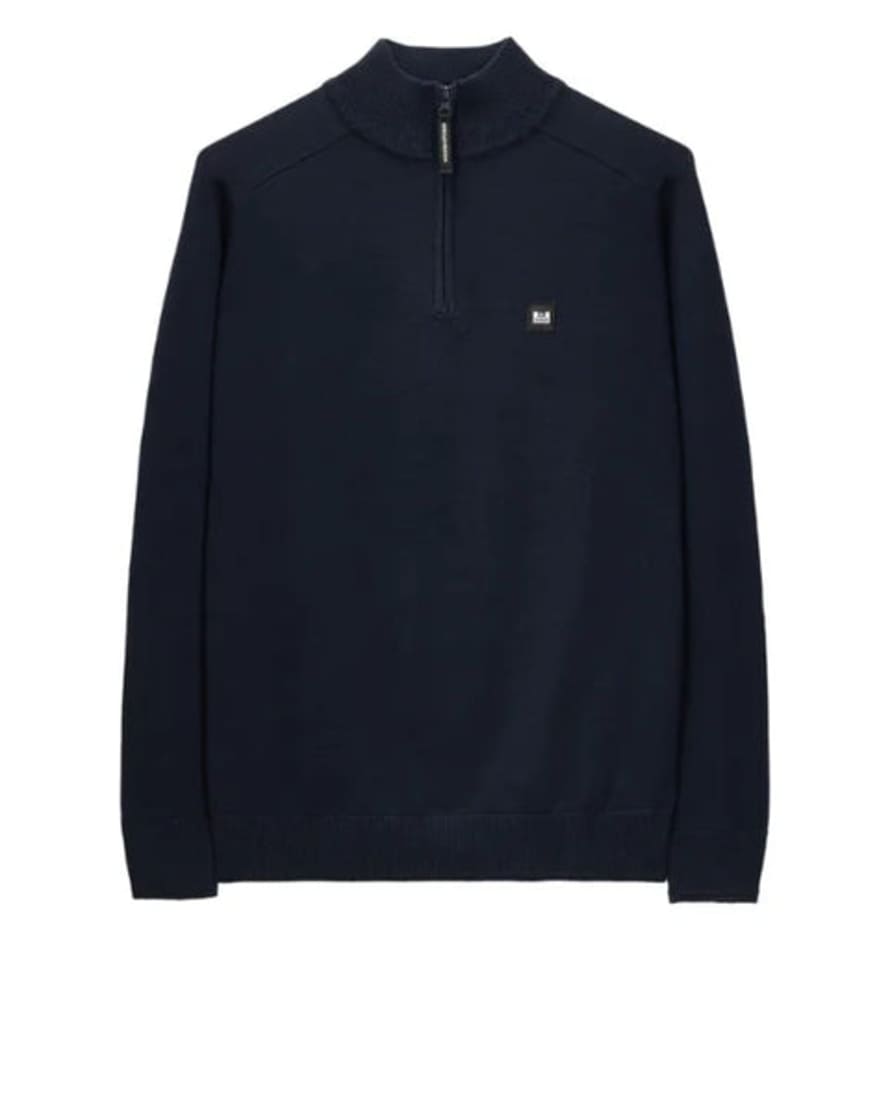 Weekend Offender Pierre Zip Funnel Neck Sweater In Navy