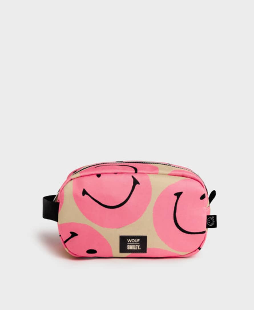 Wouf Small Pink Smiley Toiletry Bag