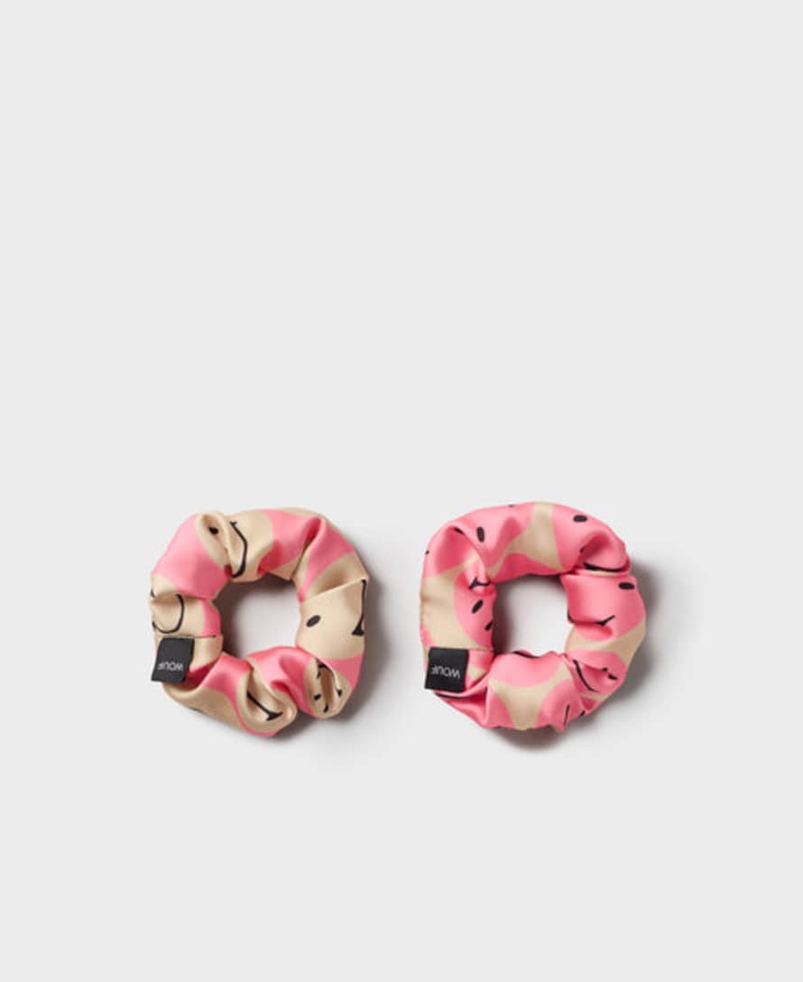 Wouf Pink Smiley® Scrunchie Set