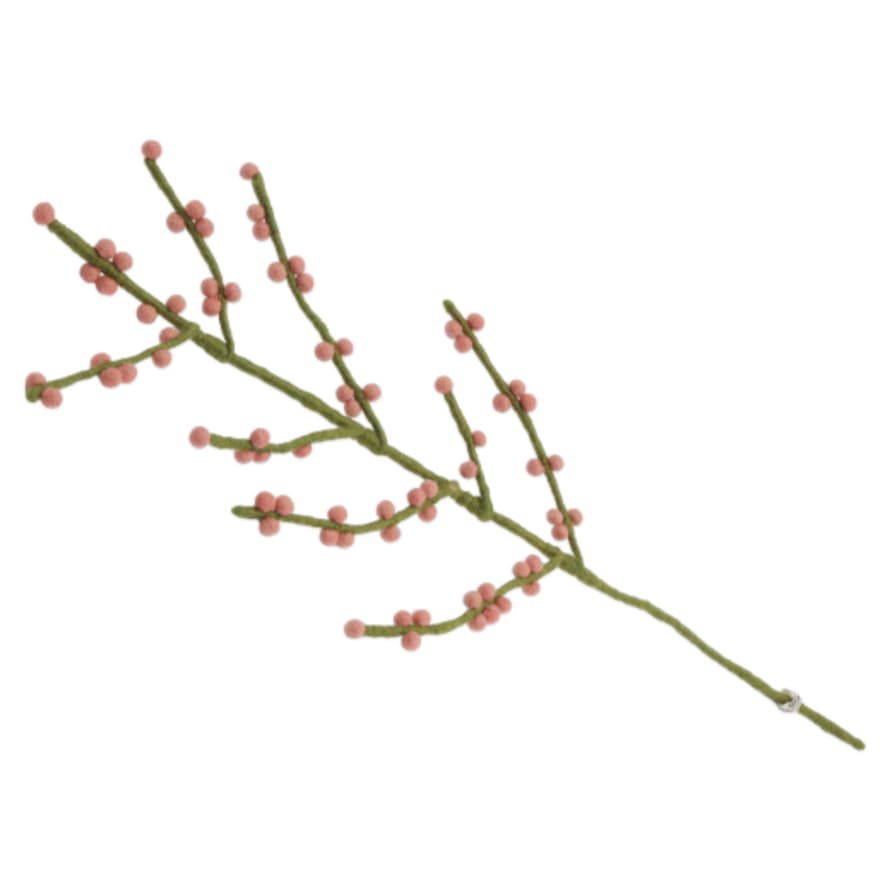 Gry and Sif Felt Branch with Rose Pink Berries