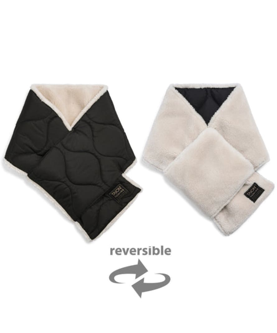 Taion Military Reversible Down Scarf - Black/cream