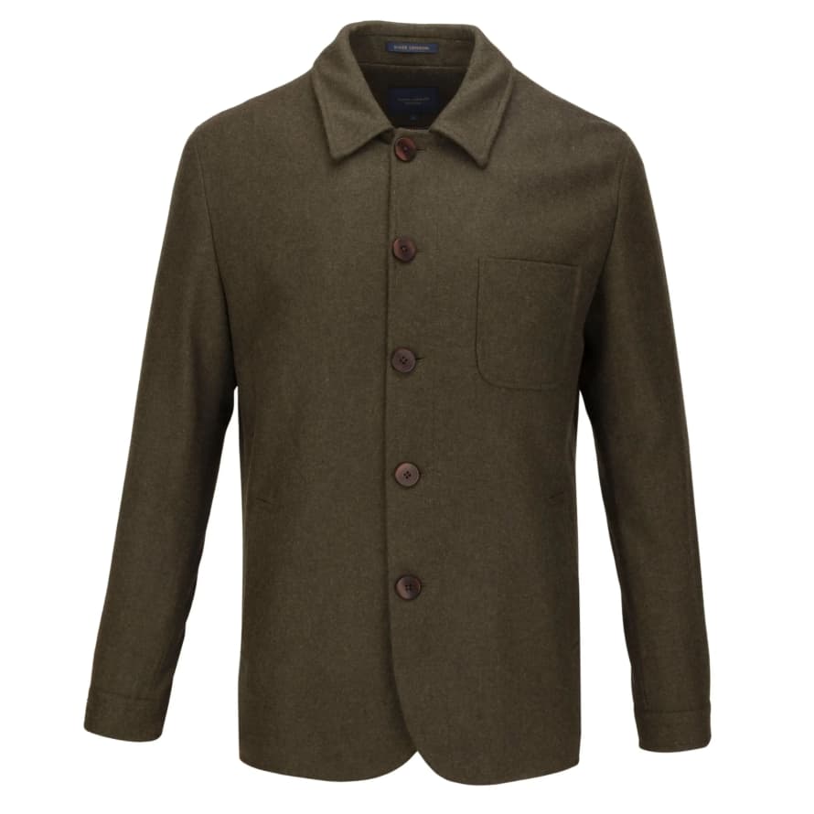 Guide London Wool Overshirt Jacket - Olive Green