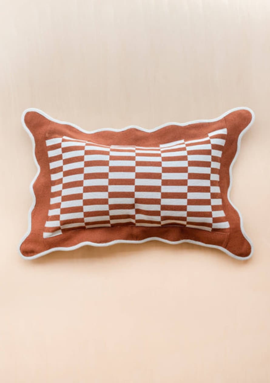 TBCo Rust Checkerboard Cotton Cushion Cover