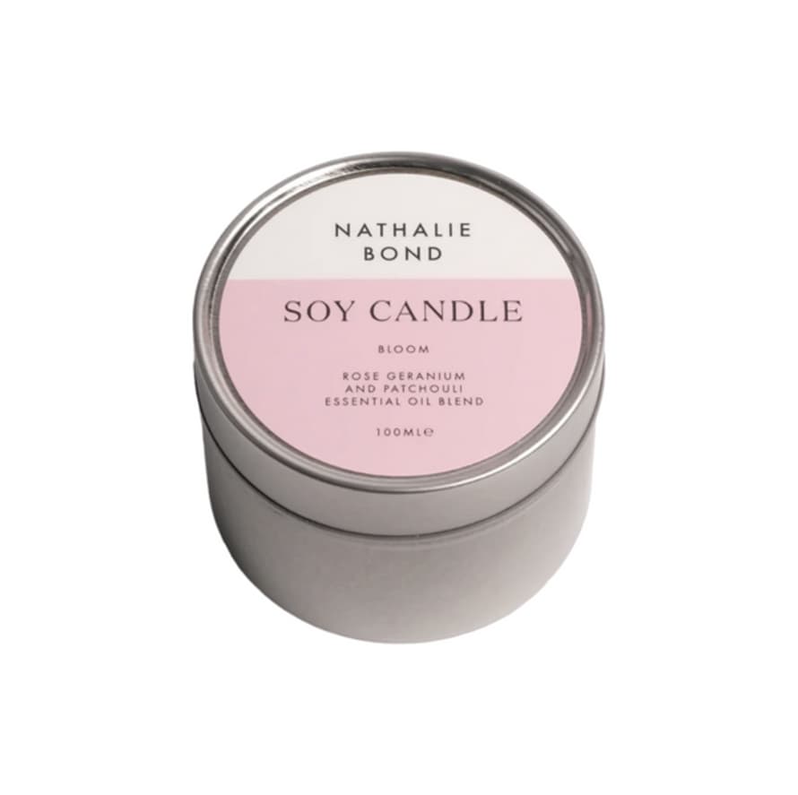 Nathalie Bond Organics Candle In Tin Rose Geranium Bloom