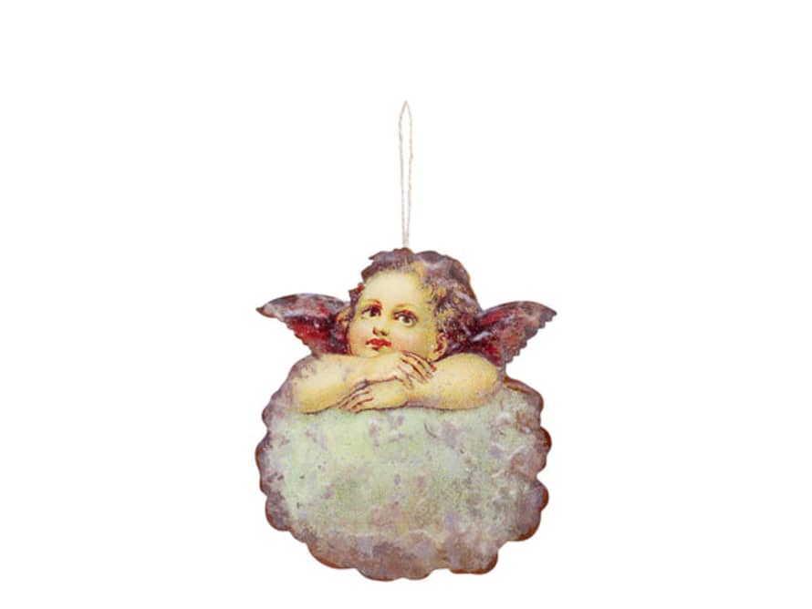 Chic Antique Tin Angel Christmas Ornament