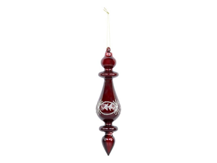 Chic Antique Red Glass Finial Ornament