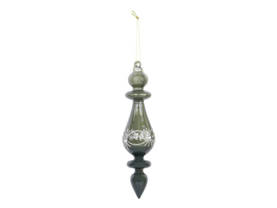 Chic Antique Green Glass Finial Ornament
