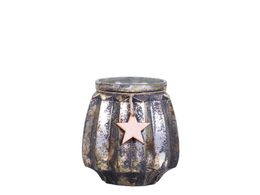 Chic Antique Vintage Style Tea Light Holder With Star