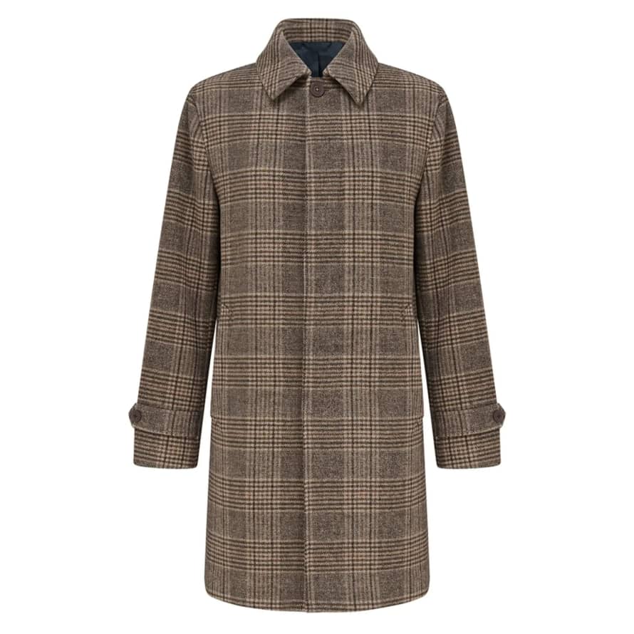 Guards London Northwold Check Overcoat - Brown