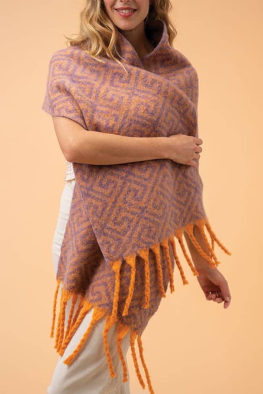 Powder Athena Cosy Scarf In Tangerine And Lavender