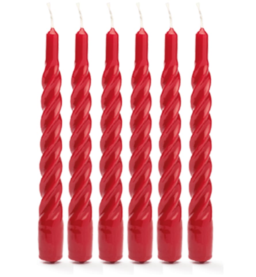 Anna + Nina - Twisted Candle Red - Set Of 6