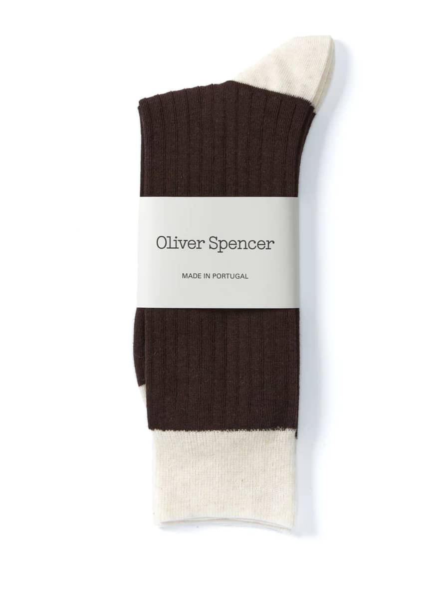 Oliver Spencer Miller Socks Bridge Chocolate Brown