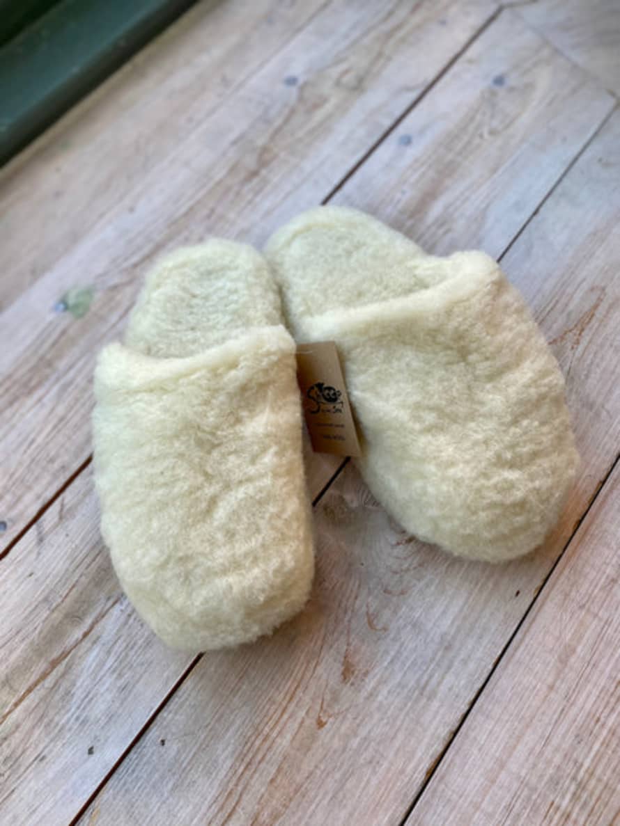 Yoko Wool Mule Slippers - Natural