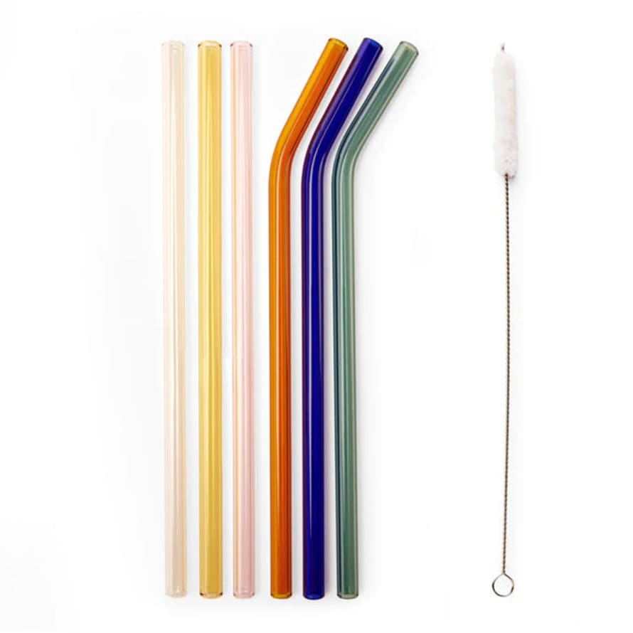 Kikkerland Design - Colourful Reusable Glass Straws