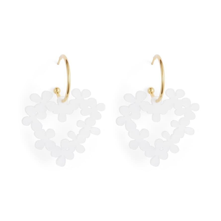 Toolally Earrings - Mini Hearts In Flowers - White Pearl & Gold Vermeil