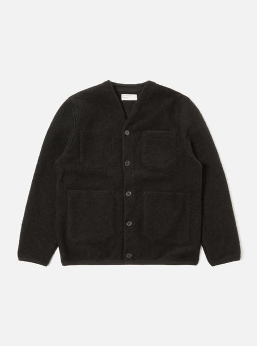 Universal Works Cardigan Wool Fleece Black