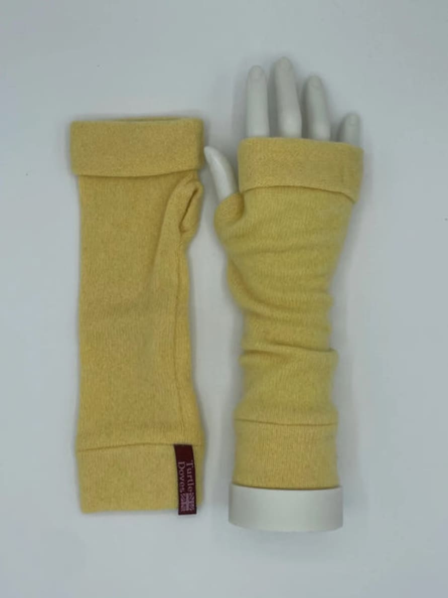 Turtle Doves Daffodil Cashmere Fingerless Gloves Option 2