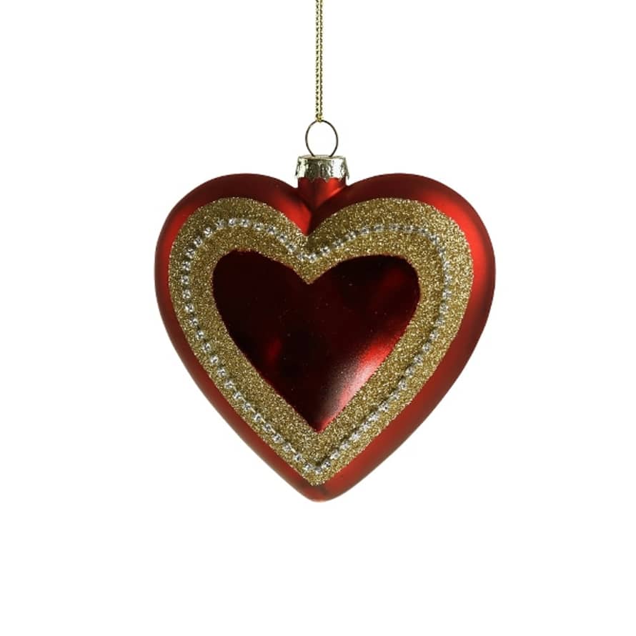 Werner Voss Red Sacred Heart With Rhinestones Tree Decoration