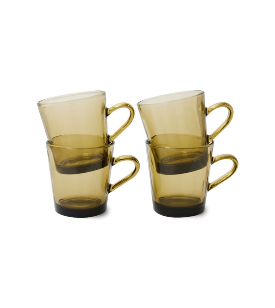 HK Living 70's Glassware: Coffe Cups Mud Brown Set/4