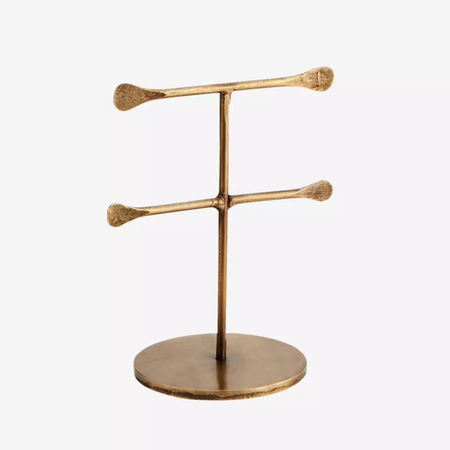 Madam Stoltz Double Level Hand Forged Iron Jewellery Stand - Gold