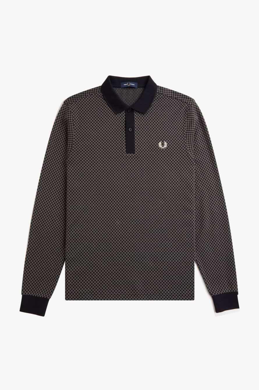 Fred Perry Fred Perry Micro Chequerboard Polo Shirt Black/forest Green