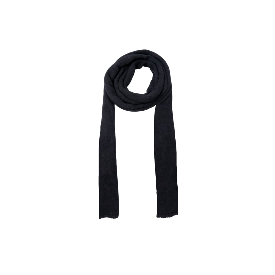 Black Colour Slim Long Knitted Scarf