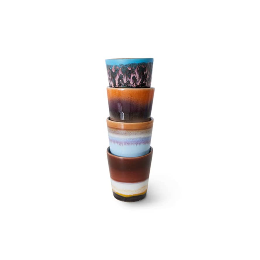 HK Living 70s Ceramics: Ristretto Mugs - Solar (Set of 4)