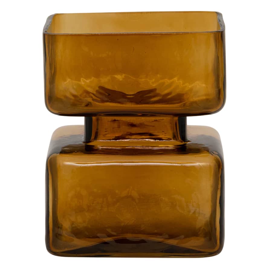 Urban Nature Culture Smoked Amber Camo Recycled Glass Pillar Candle Holder