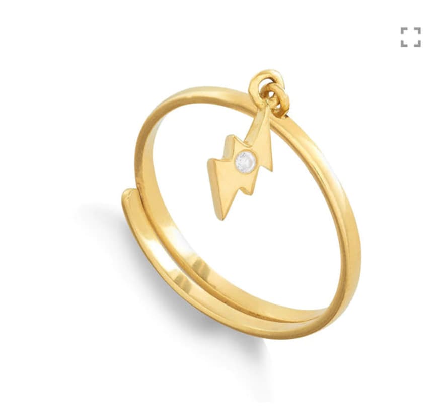SARAH VERITY Supersonic Lightning Charm Gold Ring
