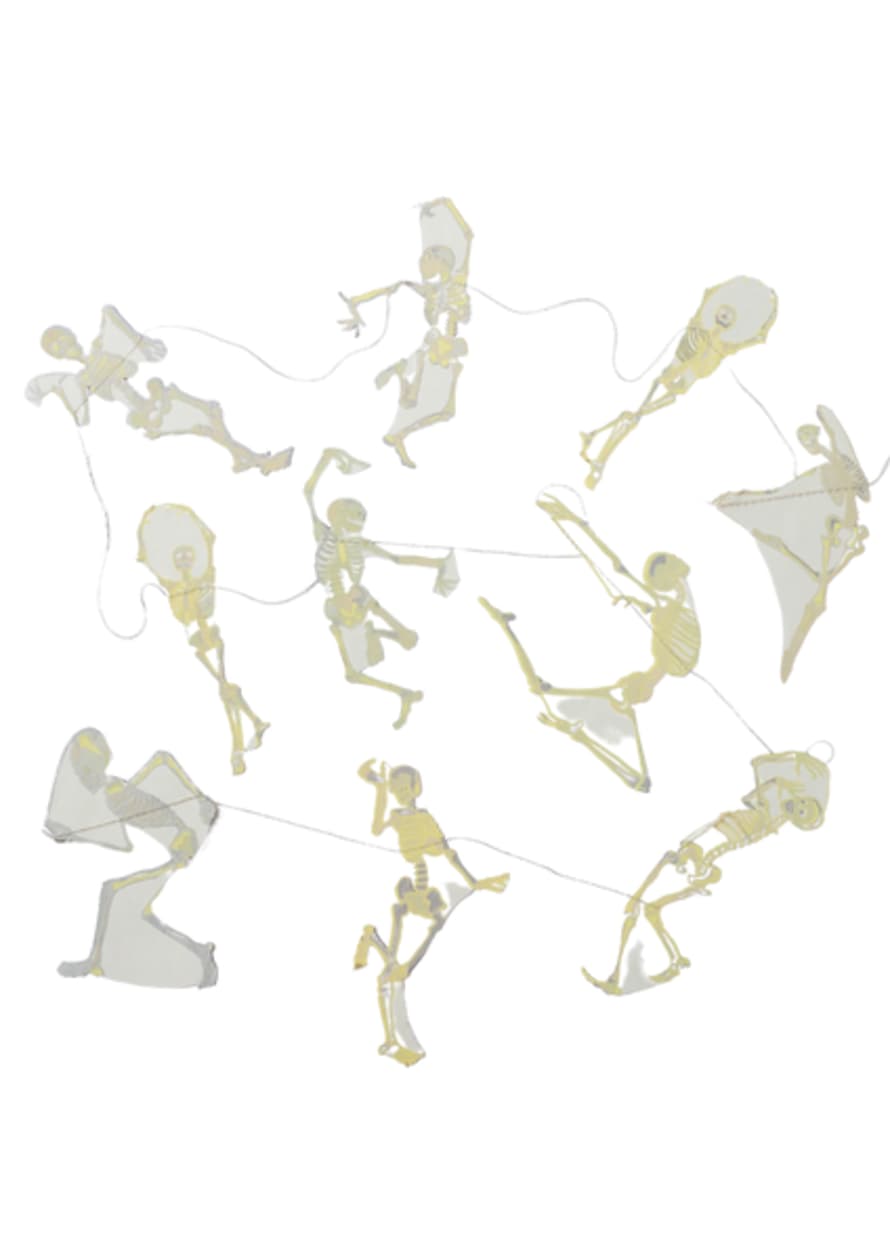East End Press Dancing Skeletons Screenprinted Paper Garland