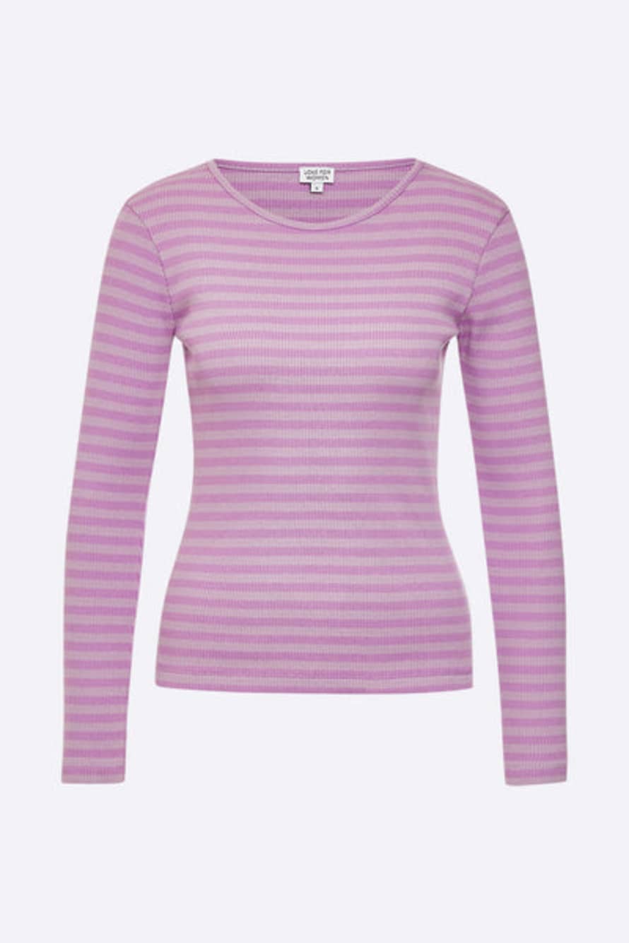 LOVE kidswear Tammo Longsleeve In Light Lilac & Lilac Striped Organic Rib Jersey For Women