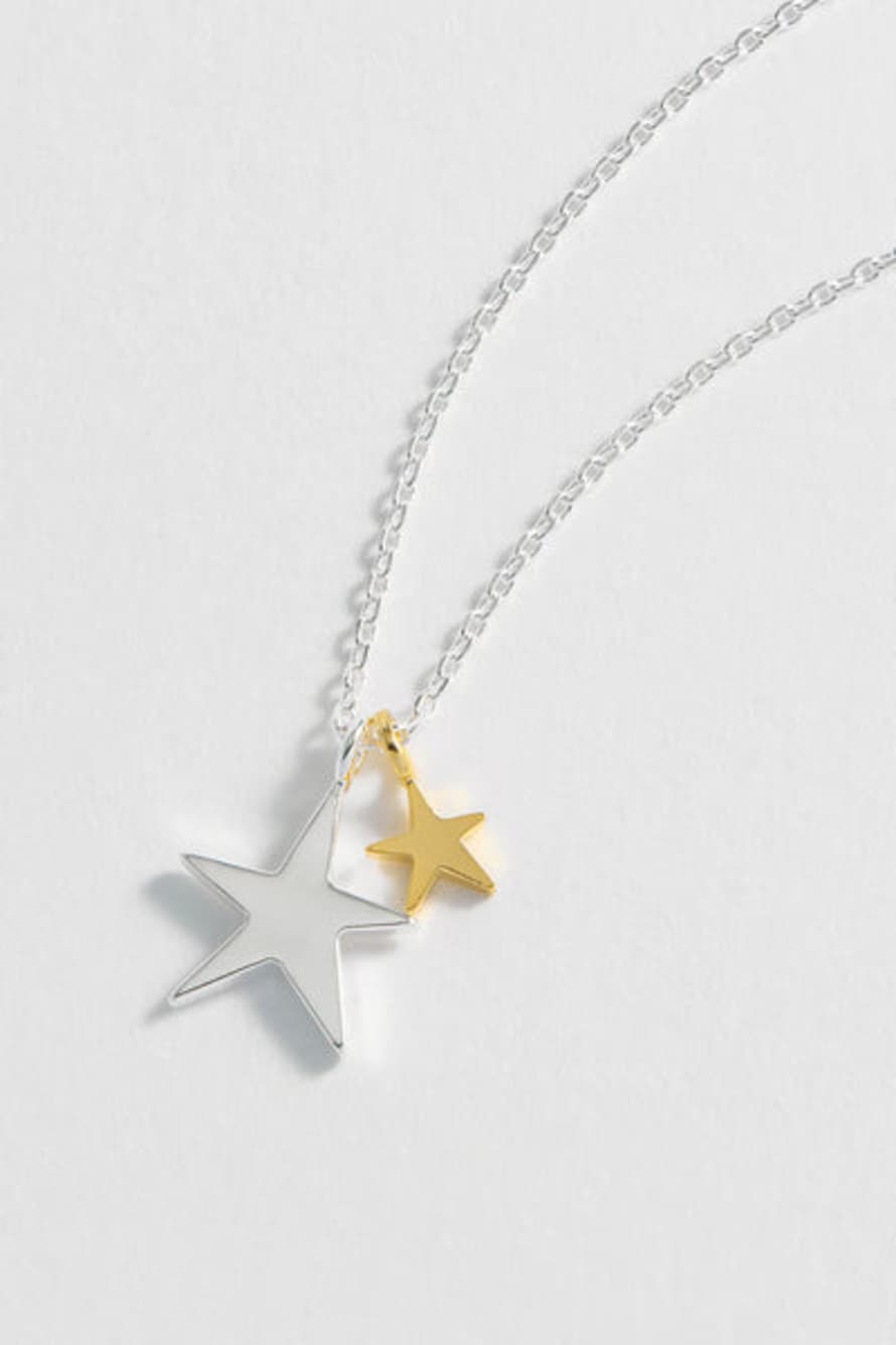 Estella Bartlett  Double Hand Drawn Star Necklace - Silver And Gold Plated