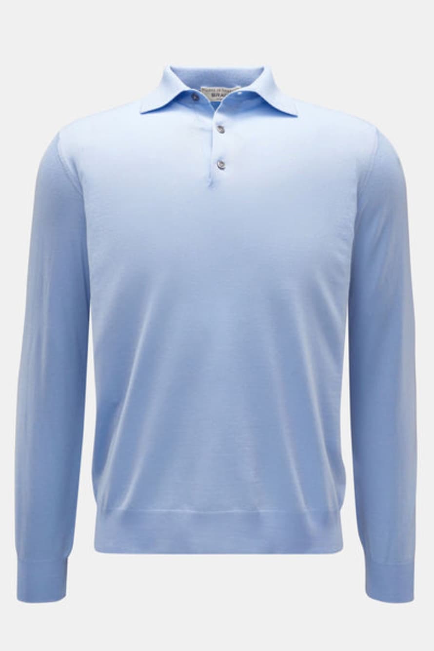 FILIPPO DE LAURENTIIS - Sky Blue Cotton & Cashmere Long Sleeve Knitted Polo Pl1mlpar 710