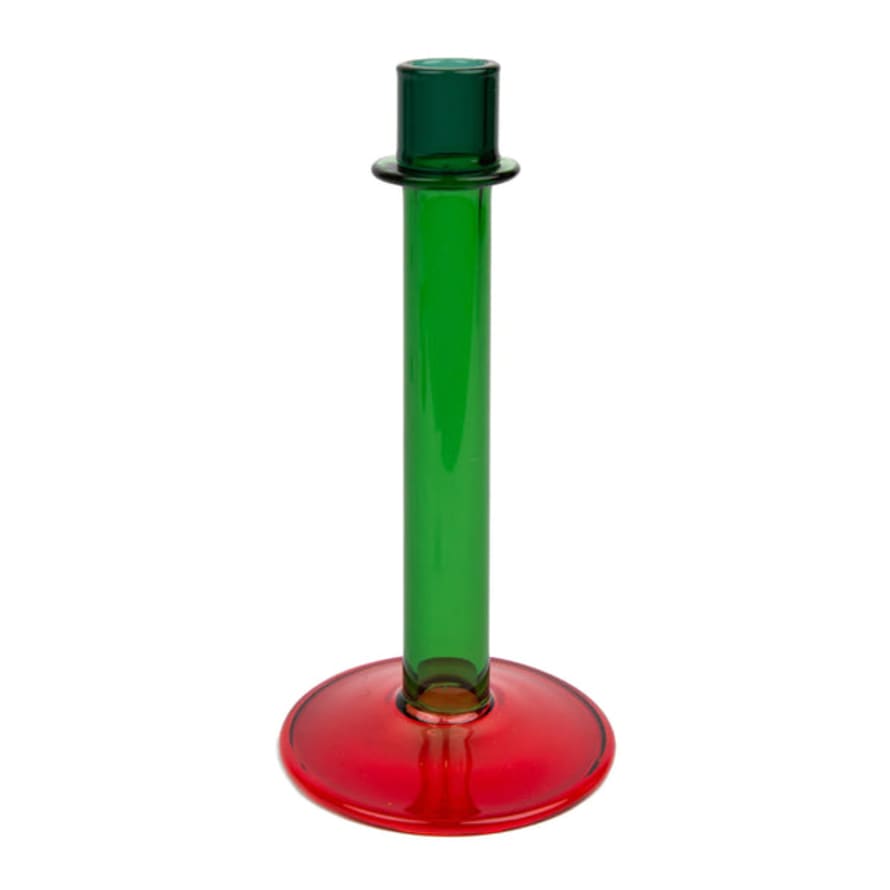 Talking Tables Tall Red & Green Glass Candle Holder