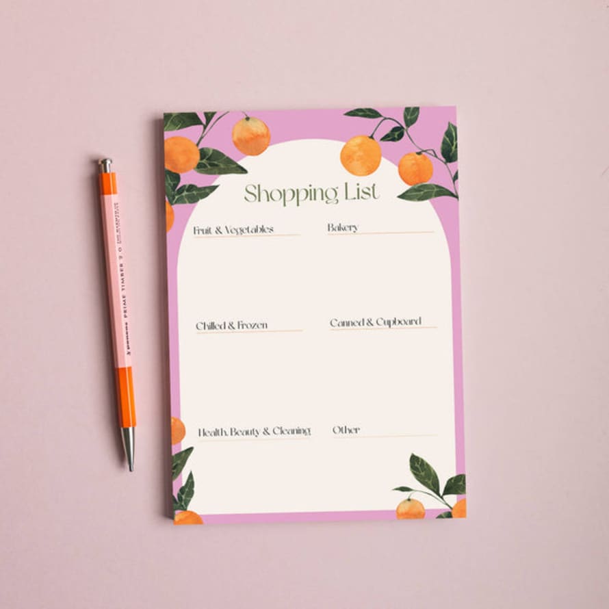Once Upon a Tuesday Orangerie A5 Shopping List Pad | Recycled Paper