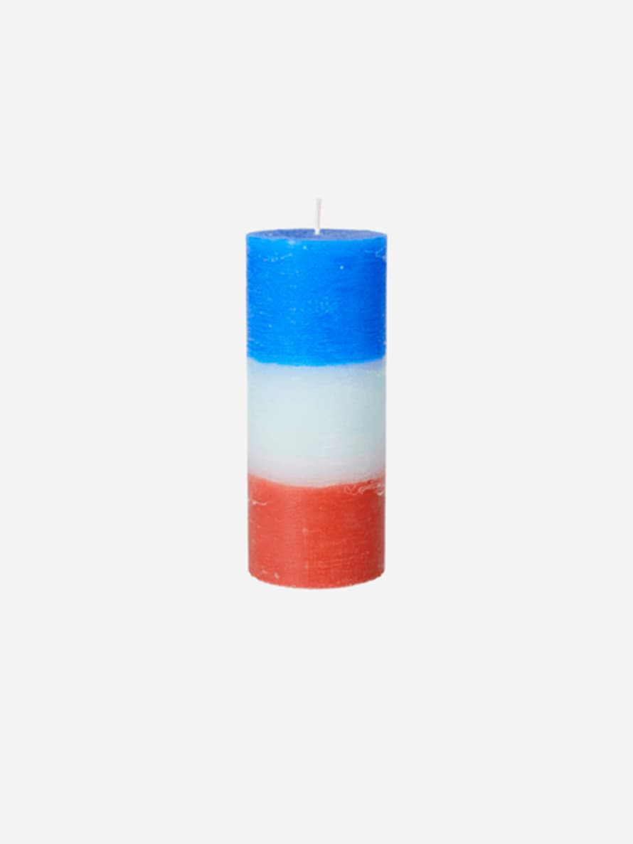 Broste Copenhagen Rainbow Pillar Candle 7x17 - Blue Lagoon