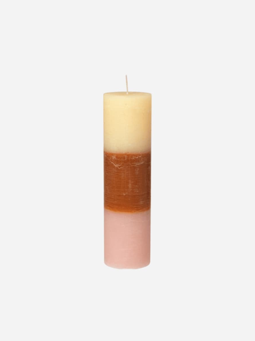 Broste Copenhagen Rainbow Pillar Candle 7x25 - Tequila Sunrise