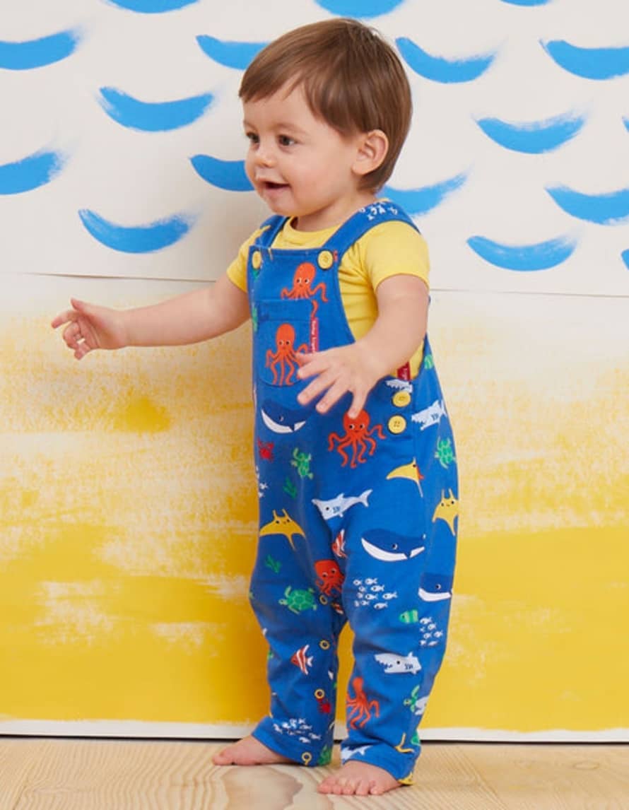 Toby Tiger Organic Dungarees with Sealife Print
