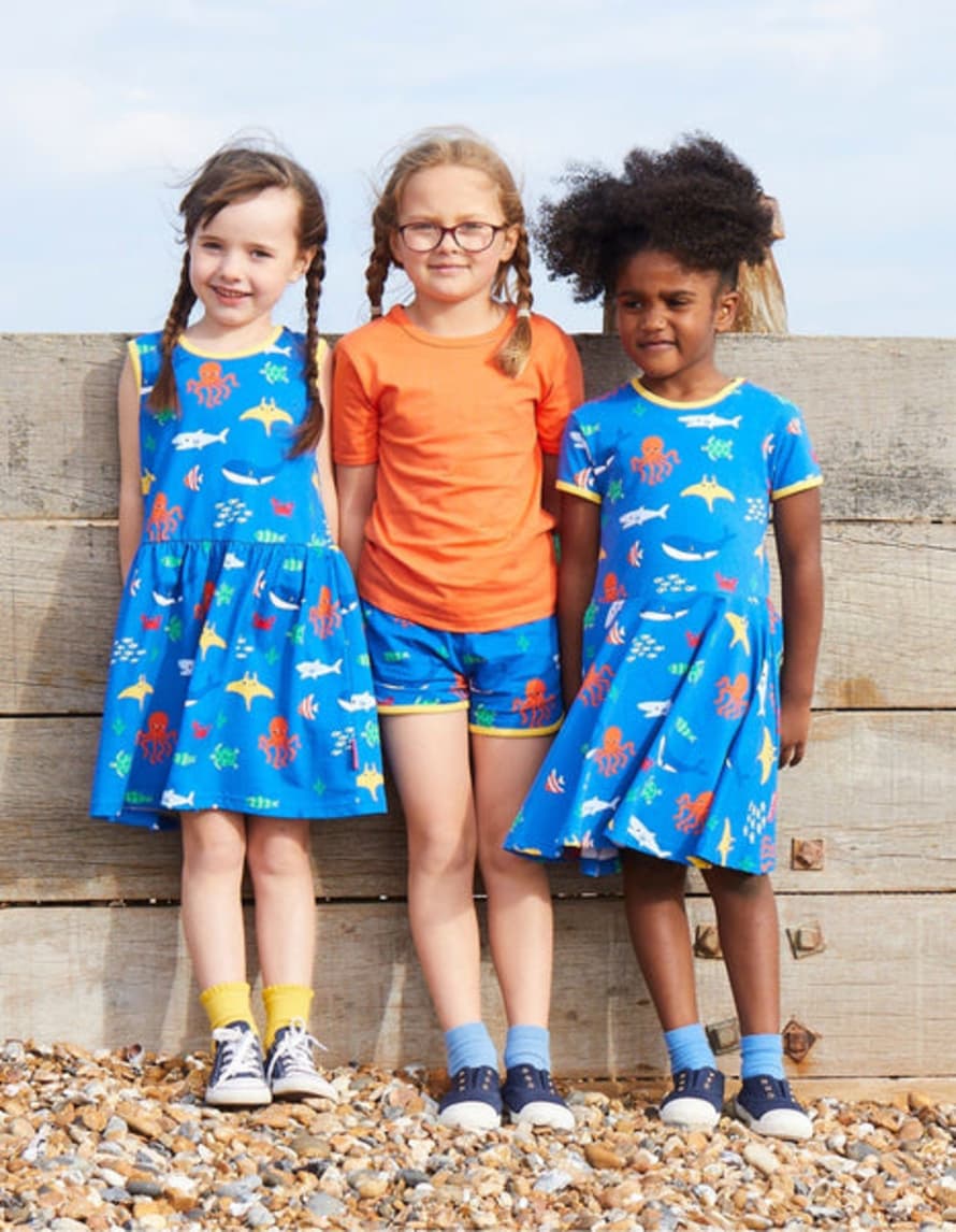 Toby Tiger Organic Summer Dress with Sealife Print