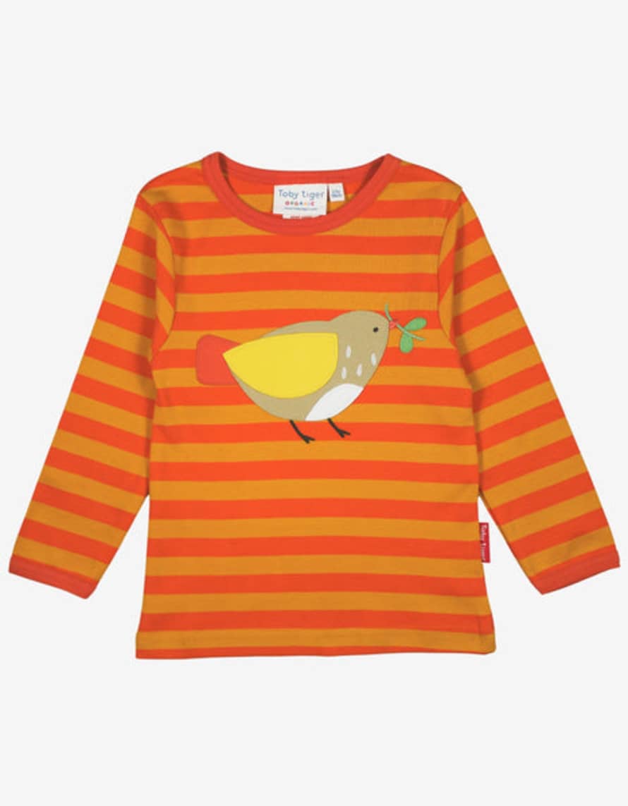 Toby Tiger Organic Sparrow Applique Long Sleeved T Shirt