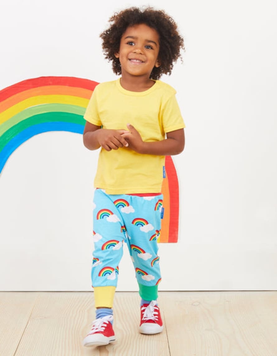 Toby Tiger Organic Yoga Pants with  Turquoise Rainbow Print