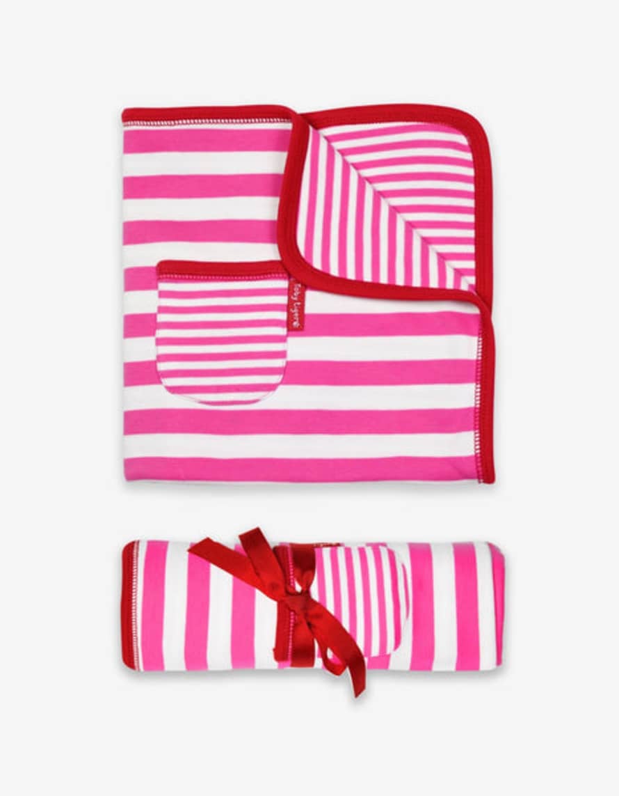 Toby Tiger Organic Pink and White Striped Blanket