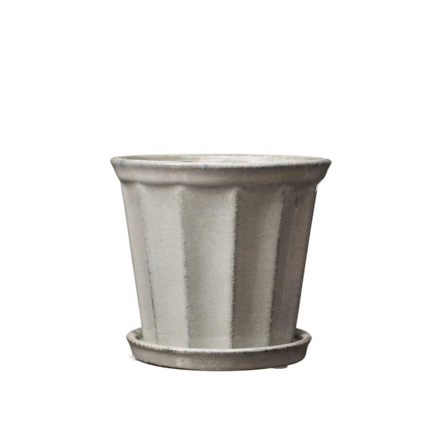 Grey Fluted Stoneware Plant Pot - Small