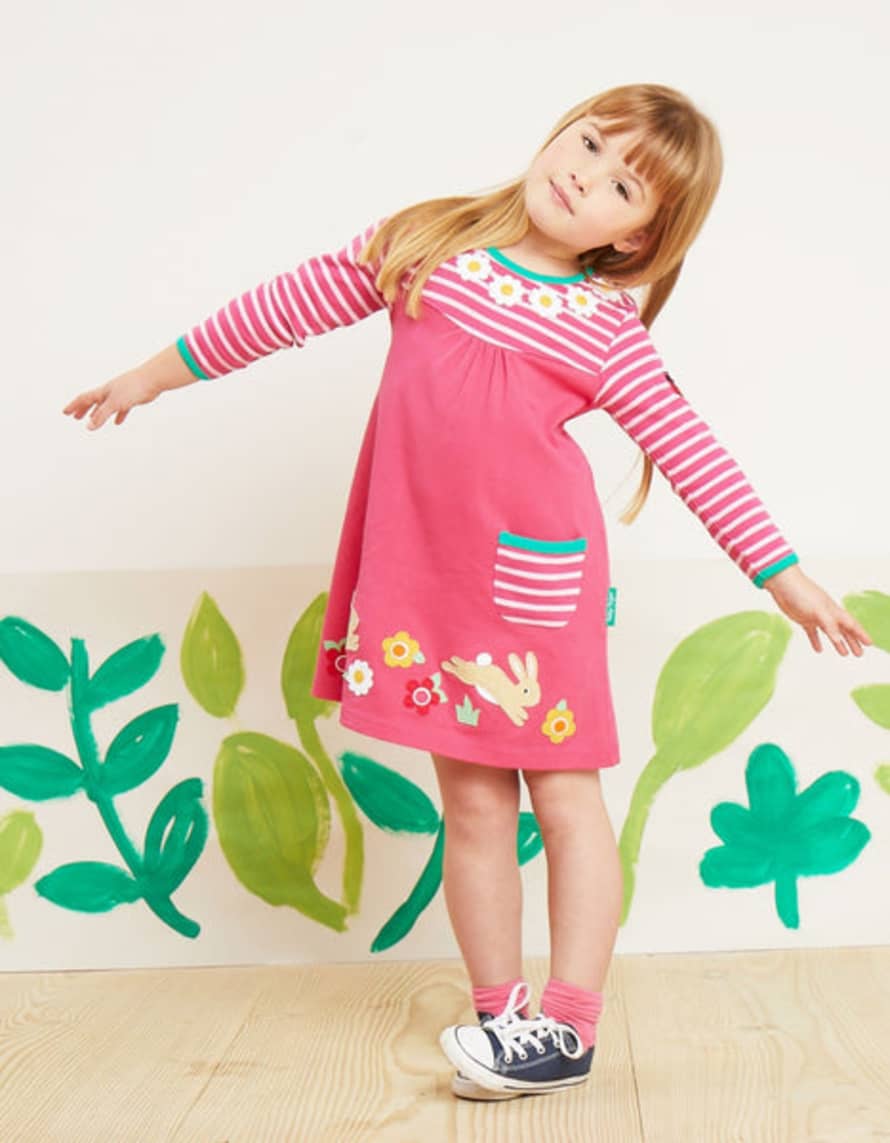 Toby Tiger Organic Leaping Bunny Applique Dress