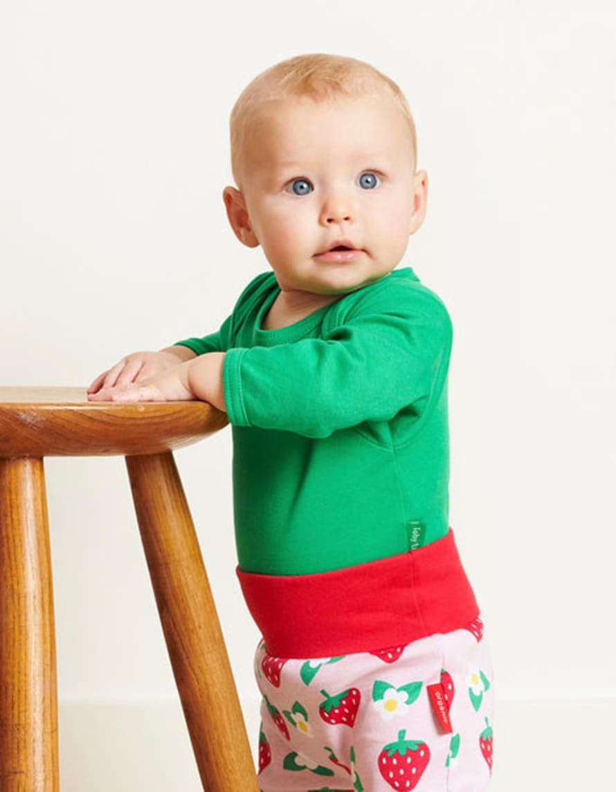 Toby Tiger Organic Green Basic Long Sleeved Baby Bodysuit