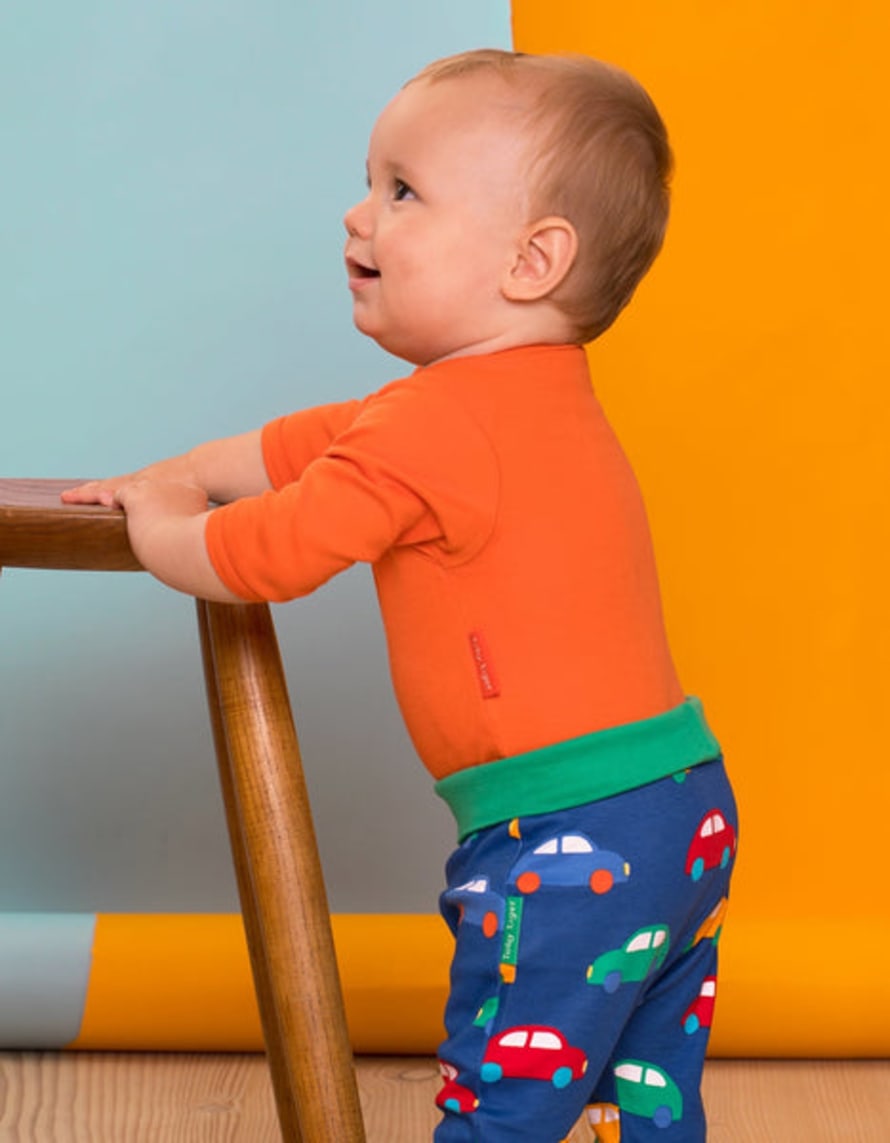 Toby Tiger Organic Orange Basic Long Sleeved Baby Bodysuit