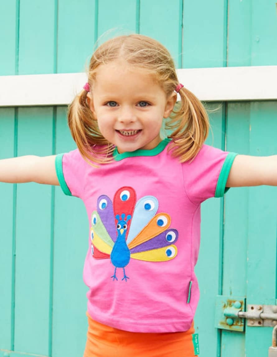 Toby Tiger Organic Peacock Applique T Shirt