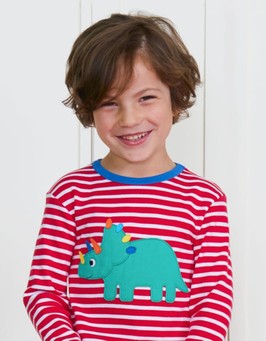 Toby Tiger Organic Triceratops Applique T Shirt