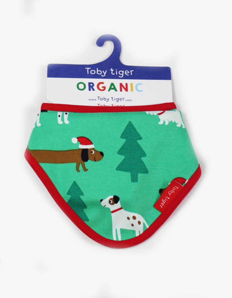 Toby Tiger Organic Christmas Dog Printed Dribble Bib